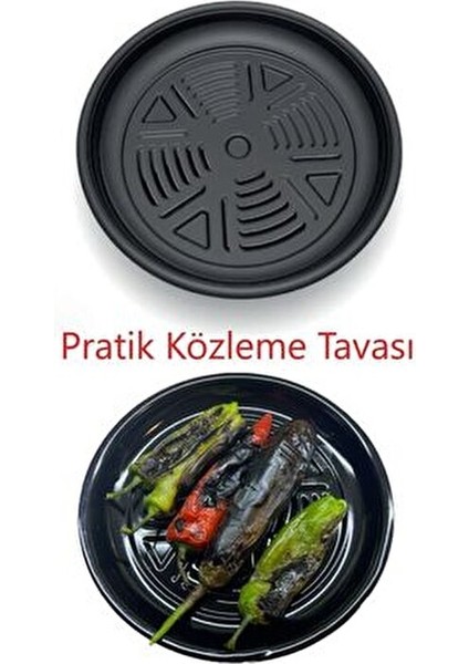 30 cm Közmatik Pratik Emaye Közleme Tavası Ocak ve Mangal Üstü (Patlıcan-Biber-Kestane-Mısır-Sebze)