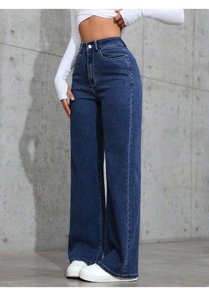 Kadın Baggy Fit Denim Jean Yıkamalı Pantolon fırsatları