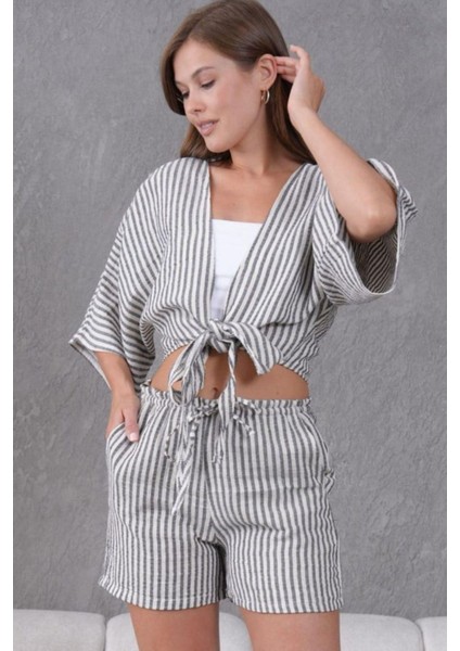 Gri Keten Kumaş Kadın Şort fiyatları