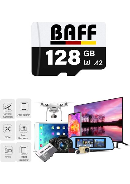 Baff 128GB Hafıza Kartı Video Kayıt Destekli Uhs-I U3 A2