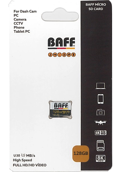 Baff 128GB Hafıza Kartı Video Kayıt Destekli Uhs-I U3 A2 modelleri