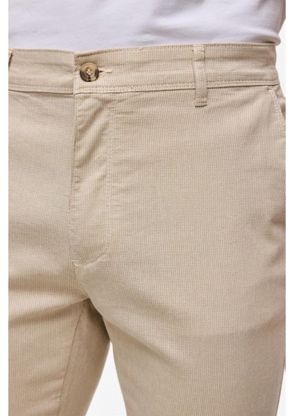 Bej Slim Armürlü Kanvas Pantolon fırsatları