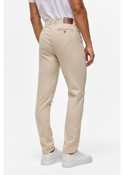 Bej Slim Armürlü Kanvas Pantolon indirimleri