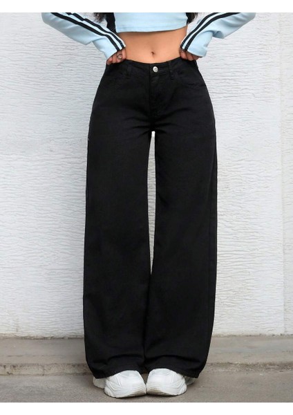Kadın Baggy Fit Denim Jean Yıkamalı Pantolon modelleri