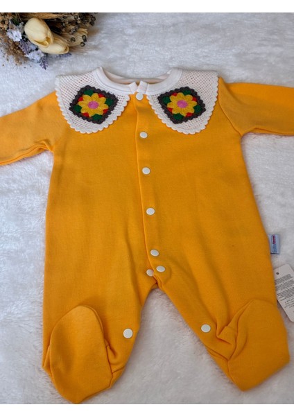 Tuembaby %100 Pamuklu Çiçek Örgü Yaka Patikli Kız Bebek Tulum fırsatları