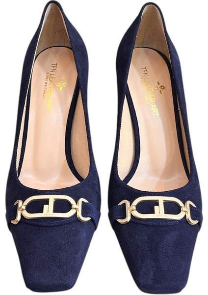 Lacivert Süet Hakiki Deri Toka Detay Topuklu Ayakkabı fiyatları