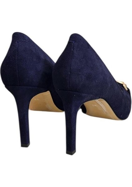 Lacivert Süet Hakiki Deri Toka Detay Topuklu Ayakkabı modelleri