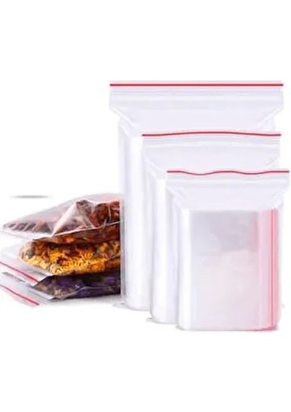 Kilitli Poşet 6x7 100 Adet Kilitli Şeffaf Naylon Torba Ambalaj Kına ve Çerez Poşeti