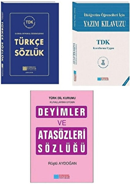 Sözlük Türkçe Sözlük + Yazım Kılavuzu + Deyimler ve Atasözleri Sözlüğü ( Tdk Kurallarına Uygun ) Set