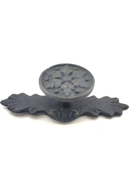 Antika Tarz Dekoratif Pirinç Çiçek Düğme - 27X70 Mm, Oksit