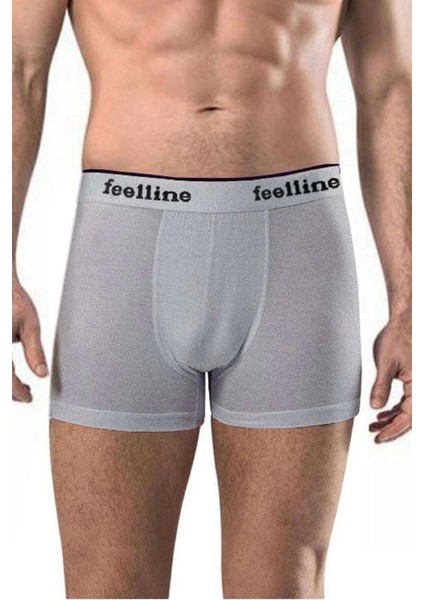 5 Adet Feelline Siyah ve Gri Pamuklu Doğal Likralı Erkek Boxer modelleri