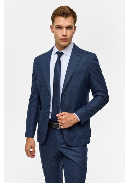 Lacivert Slim Desenli Mono Yaka 6 Drop Takım Elbise modelleri