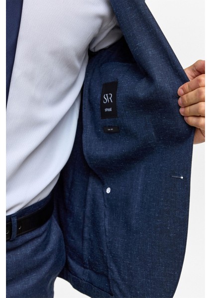 Lacivert Slim Desenli Mono Yaka 6 Drop Takım Elbise fırsatları