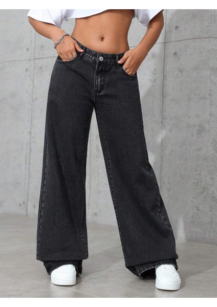 Kadın Baggy Fit Denim Jean Yıkamalı Pantolon modelleri