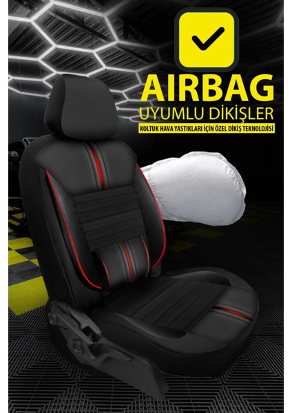Kartal Doğan Tofaş Uyumlu Jakar Serisi Siyah-Kırmızı Oto Kılıfı Tam Set fiyatları