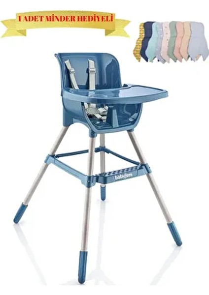 Indigo Mavi Mama Sandalyesi 0 - 3 Yaş İçin Portatif ve Kolay Temizlenebilir Özellikte