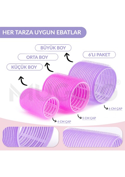 6'lı Bigudi Mikro Lifli Hair Roller modelleri