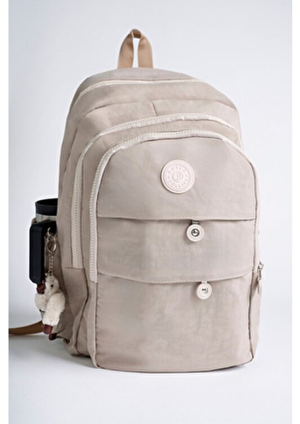 Unisex Seyahat Sırt Çantası Krinkıl Kumaş Su Itici Büyük Boy Çok Gözlü Basic Koleksiyon