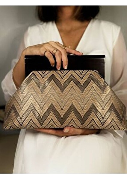 Bahram - Ahşap Burslu Kumaş Portföy Çanta, Clutch, El Çantası fiyatları