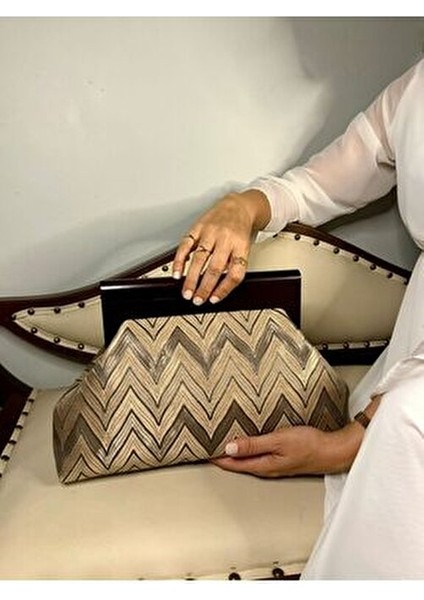 Bahram - Ahşap Burslu Kumaş Portföy Çanta, Clutch, El Çantası fırsatları
