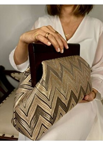 Bahram - Ahşap Burslu Kumaş Portföy Çanta, Clutch, El Çantası indirimleri
