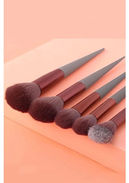 13 Parça Makyaj Fırça Seti Taşınabilir Kılıflı Profesyonel Makyaj Güzellik Seti Kahverengi modelleri