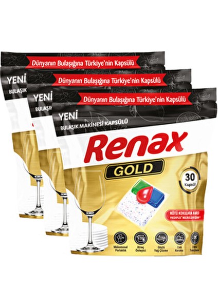 Gold Bulaşık Makinesi Kapsülü Hepsi Bir Arada 30 Lu x 3 Ad
