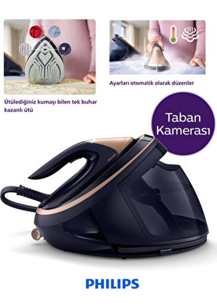 Kumaşı Tanıyan Ultra Premim Buhar Kazanlı Ütü - Taban Kameralı, Yapay Zeka Teknolojisi 3100WATT