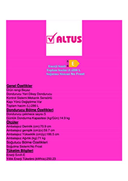 Al 809 Nfe 8 Çekmeceli Dikey No Frost Derin Dondurucu indirimleri
