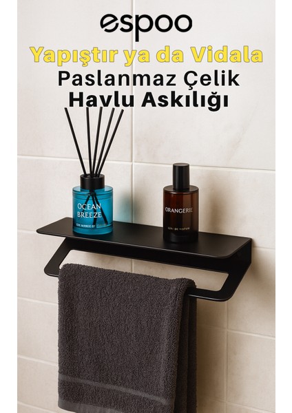 Banyo, Lavabo, Mutfak 304 Raflı Paslanmaz Çelik Yapışkanlı Havlu Askılığı, Havluluk Askısı