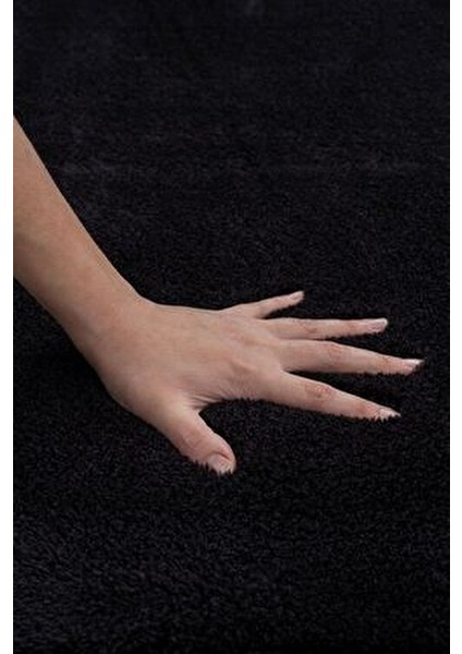 Yıkanabilir Ponpon Saçaklı Kaymaz Taban Post Peluş Banyo Paspası 2'li Takım Siyah fiyatları