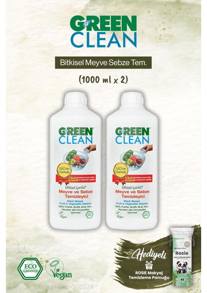 2 Adet Bitkisel Meyve Sebze Tem. ve Rosie Makyaj Pamuk