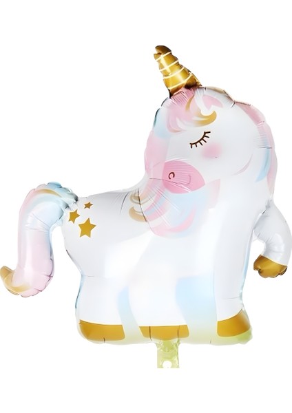Beyaz Unicorn Figür Parti Balonu