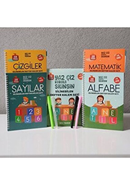 Öğrenciler İçin Yazma Öğreniyorum Defter Seti 4 Parça A5 Renkli ve Eğlenceli