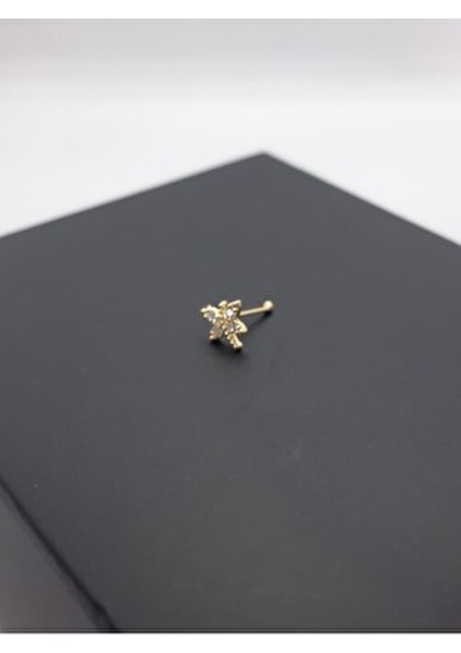 925 Ayar Gümüş Altın Kaplamalı Zirkon Taşlı ''kelebek'' Hızma