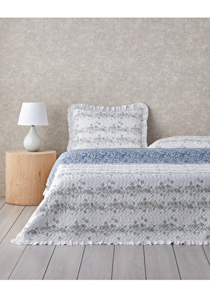 Blossom Stripe Çok Amaçlı King Size Yatak Örtüsü Takımı 240X220 cm Mavi