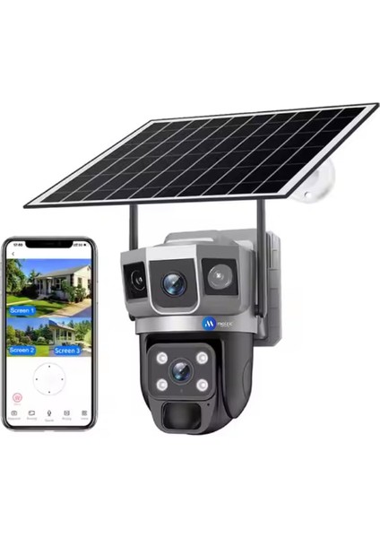 Güneş Enerjili Çift Lens Dış Mekan Güvenlik Kamerası