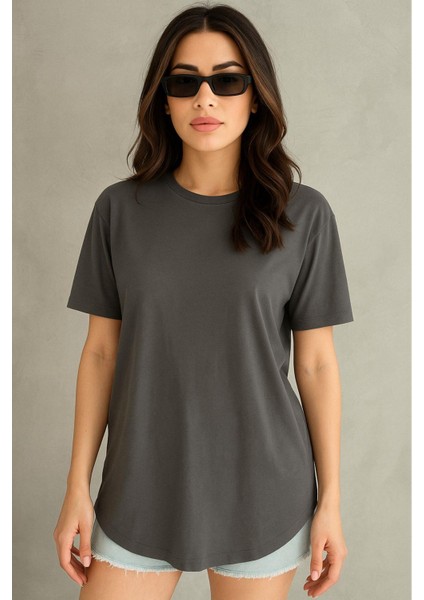 Antrasit Modal Kumaş Kadın Tişört