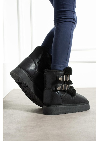 Çift Tokalı Kalıntaban Kadın Bot Siyah Sultan modelleri