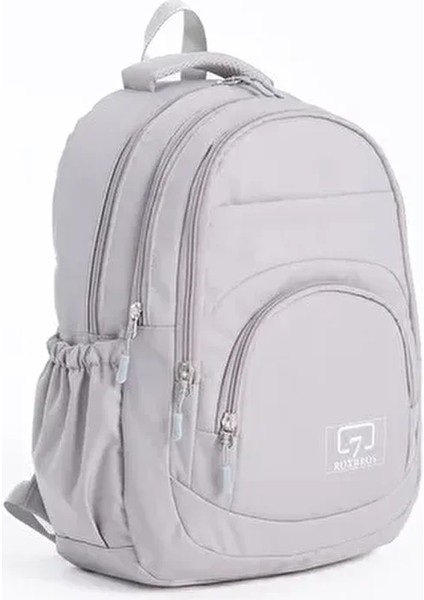 Okul Çantası 15' Laptop Bölmeli 5 Cepli Çanta Kız-Erkek Sırt Çantası Gri