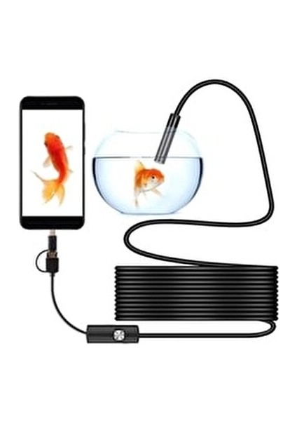 Endescope Yılan Kamera 3 In 1 USB , Micro USB ,type-C Uyumlu 5m (Sert Kablo)
