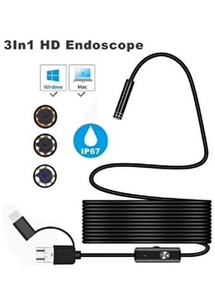 Endescope Yılan Kamera 3 In 1 USB , Micro USB ,type-C Uyumlu 5m (Sert Kablo) fiyatları