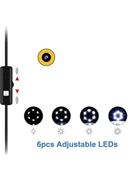 Endescope Yılan Kamera 3 In 1 USB , Micro USB ,type-C Uyumlu 5m (Sert Kablo)