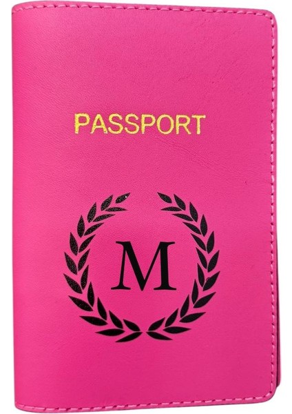 Harf Tasarımlı Deri Pasaport Kılıfı M