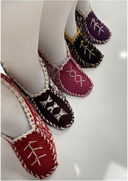 Kadın Yün Örgü 5 Adet Pamuklu Patik Çeyizlik Hediyelik Bohçalık modelleri