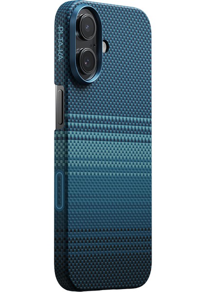 iPhone 17 Uyumlu Kılıf M-Safe Şarjlı Aramid Fiber Pitaka Tactile Woven Sunset-Moonrise Serisi Mavi fiyatları