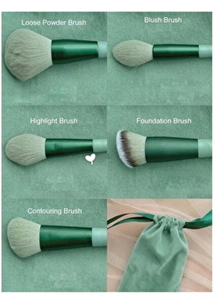 13 Parça Makyaj Fırça Seti Taşınabilir Kılıflı Profesyonel Makyaj Güzellik Seti Yeşil indirimleri