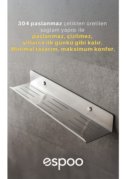 Yapışkanlı ve Vidalı Paslanmaz Çelik Banyo Rafı, Düzenleyici Duşakabin Için Şampuanlık Sabunluk Seti fiyatları