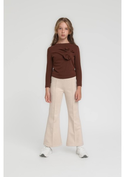 Fiyonk Detaylı Sweat - Kahverengi