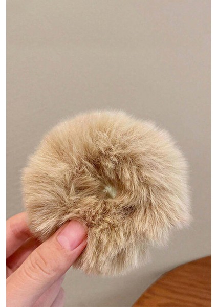 Kadın 5'li Kahve Tonları Peluş Lastik Toka Seti modelleri